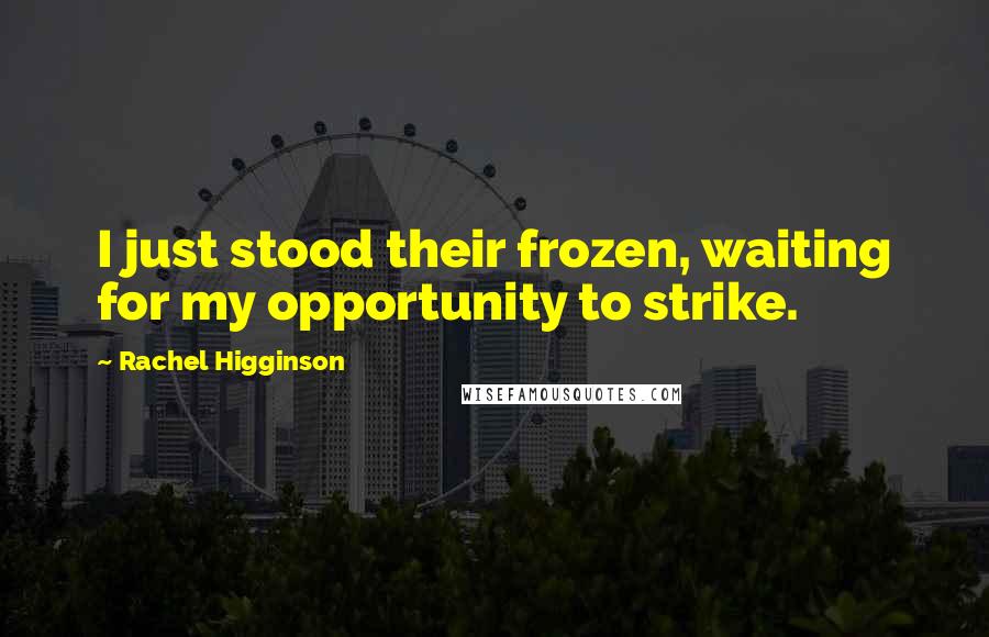 Rachel Higginson Quotes: I just stood their frozen, waiting for my opportunity to strike.