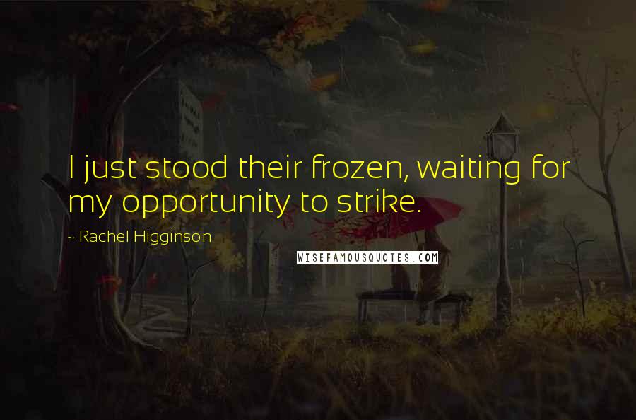 Rachel Higginson Quotes: I just stood their frozen, waiting for my opportunity to strike.