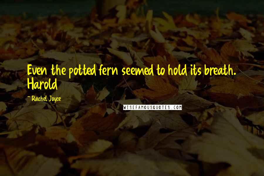 Rachel Joyce Quotes: Even the potted fern seemed to hold its breath. Harold