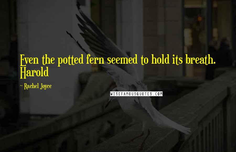 Rachel Joyce Quotes: Even the potted fern seemed to hold its breath. Harold