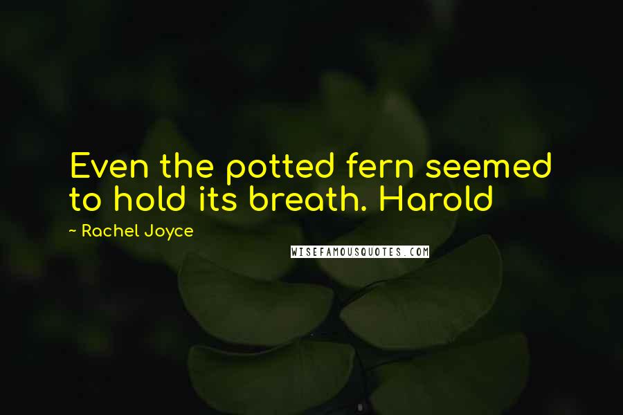 Rachel Joyce Quotes: Even the potted fern seemed to hold its breath. Harold