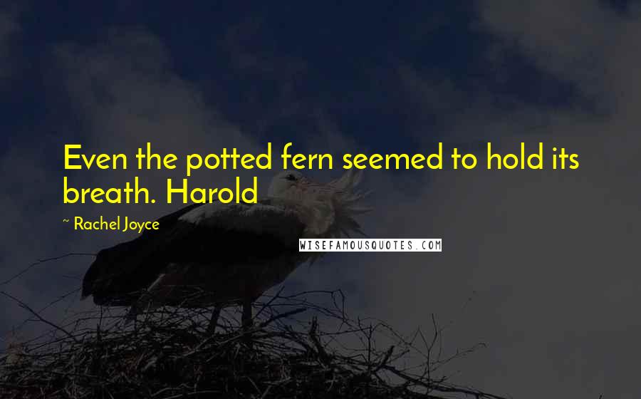 Rachel Joyce Quotes: Even the potted fern seemed to hold its breath. Harold