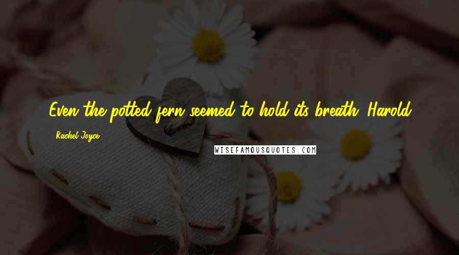 Rachel Joyce Quotes: Even the potted fern seemed to hold its breath. Harold