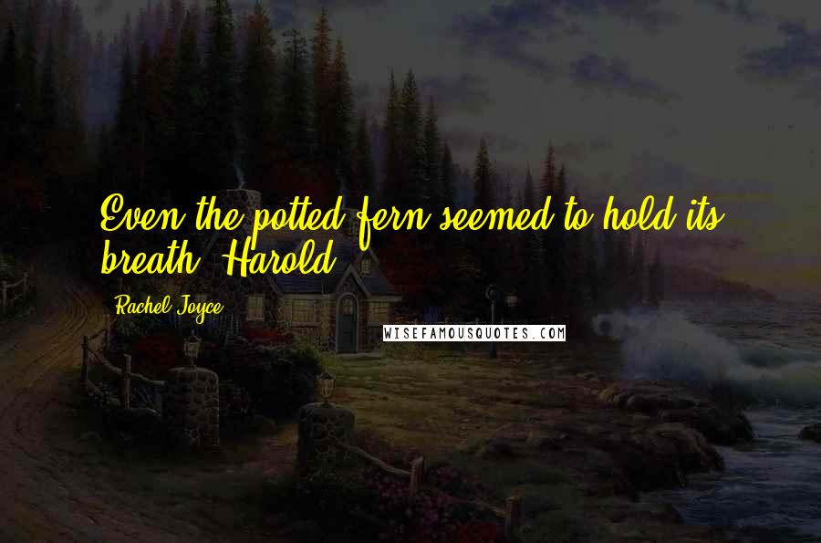 Rachel Joyce Quotes: Even the potted fern seemed to hold its breath. Harold