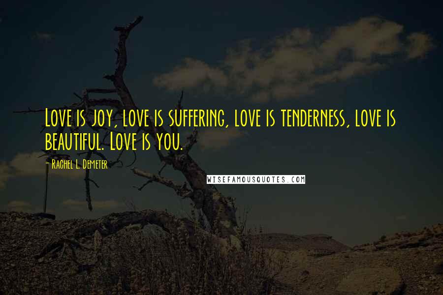 Rachel L. Demeter Quotes: Love is joy, love is suffering, love is tenderness, love is beautiful. Love is you.