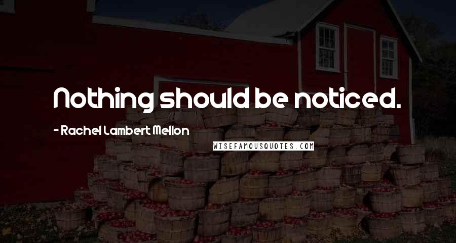 Rachel Lambert Mellon Quotes: Nothing should be noticed.