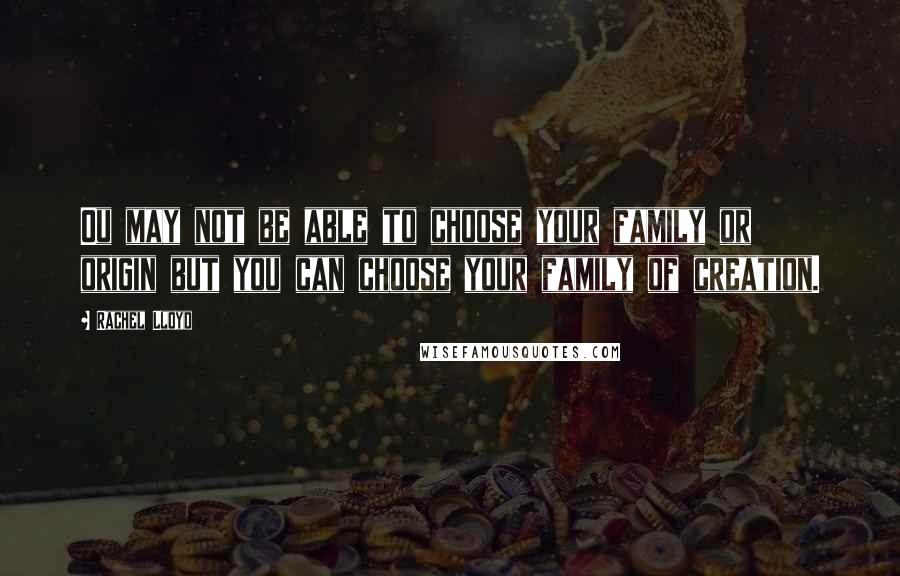 Rachel Lloyd Quotes: Ou may not be able to choose your family or origin but you can choose your family of creation.