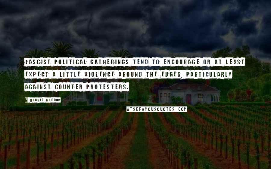Rachel Maddow Quotes: Fascist political gatherings tend to encourage or at least expect a little violence around the edges, particularly against counter protesters.