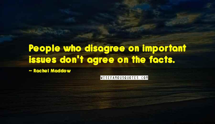 Rachel Maddow Quotes: People who disagree on important issues don't agree on the facts.
