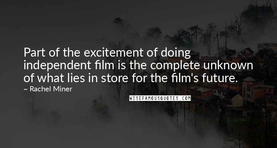 Rachel Miner Quotes: Part of the excitement of doing independent film is the complete unknown of what lies in store for the film's future.