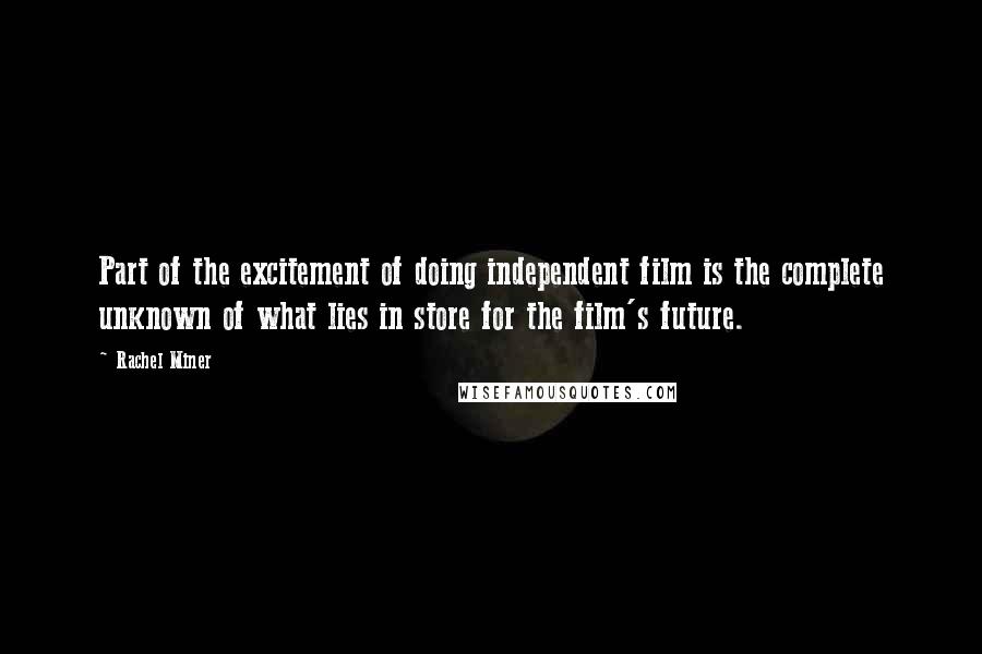 Rachel Miner Quotes: Part of the excitement of doing independent film is the complete unknown of what lies in store for the film's future.