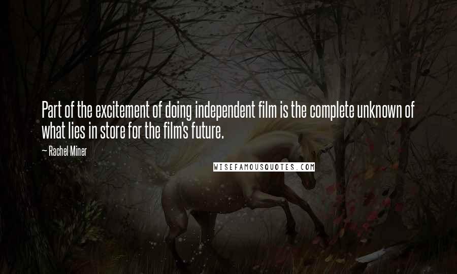 Rachel Miner Quotes: Part of the excitement of doing independent film is the complete unknown of what lies in store for the film's future.