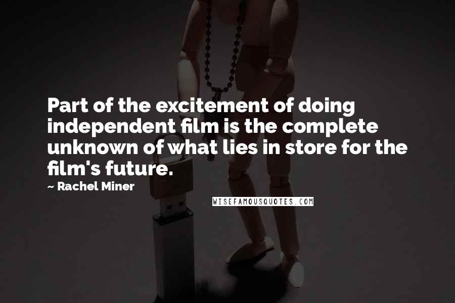 Rachel Miner Quotes: Part of the excitement of doing independent film is the complete unknown of what lies in store for the film's future.