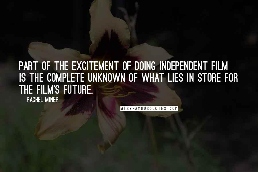 Rachel Miner Quotes: Part of the excitement of doing independent film is the complete unknown of what lies in store for the film's future.