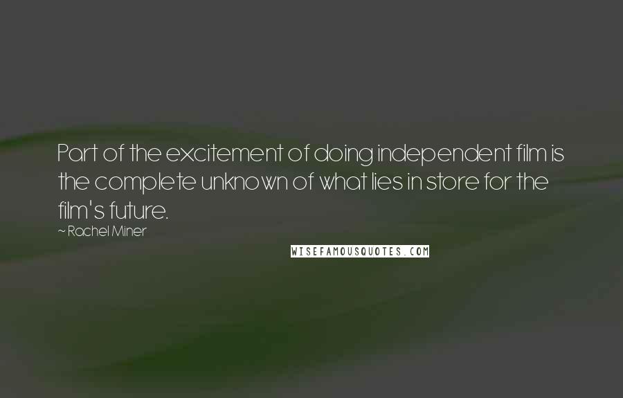 Rachel Miner Quotes: Part of the excitement of doing independent film is the complete unknown of what lies in store for the film's future.