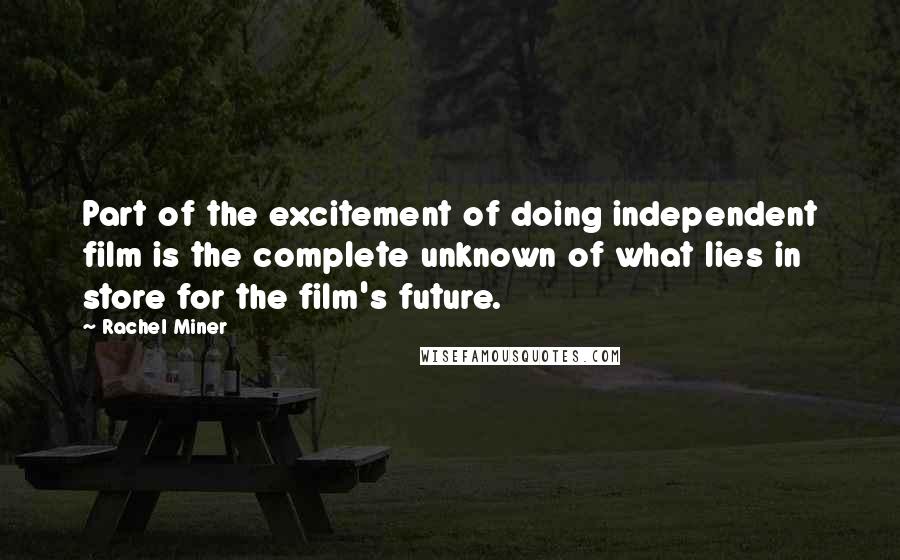 Rachel Miner Quotes: Part of the excitement of doing independent film is the complete unknown of what lies in store for the film's future.