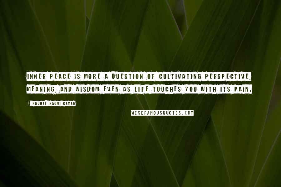 Rachel Naomi Remen Quotes: Inner peace is more a question of cultivating perspective, meaning, and wisdom even as life touches you with its pain.