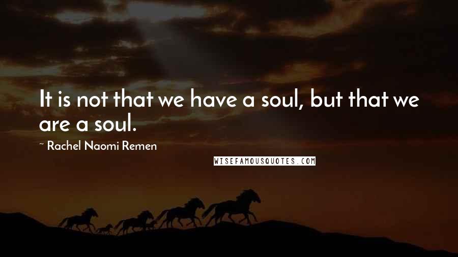 Rachel Naomi Remen Quotes: It is not that we have a soul, but that we are a soul.