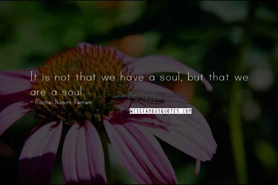 Rachel Naomi Remen Quotes: It is not that we have a soul, but that we are a soul.