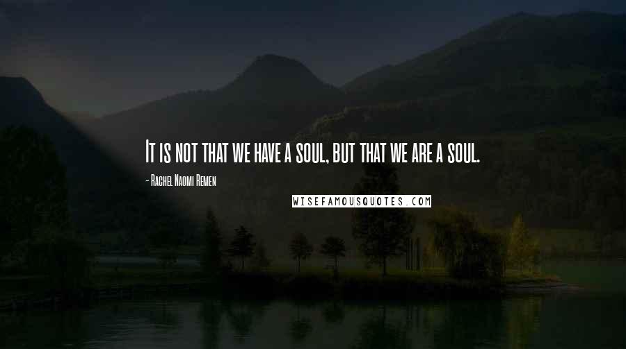 Rachel Naomi Remen Quotes: It is not that we have a soul, but that we are a soul.