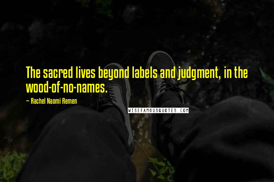 Rachel Naomi Remen Quotes: The sacred lives beyond labels and judgment, in the wood-of-no-names.