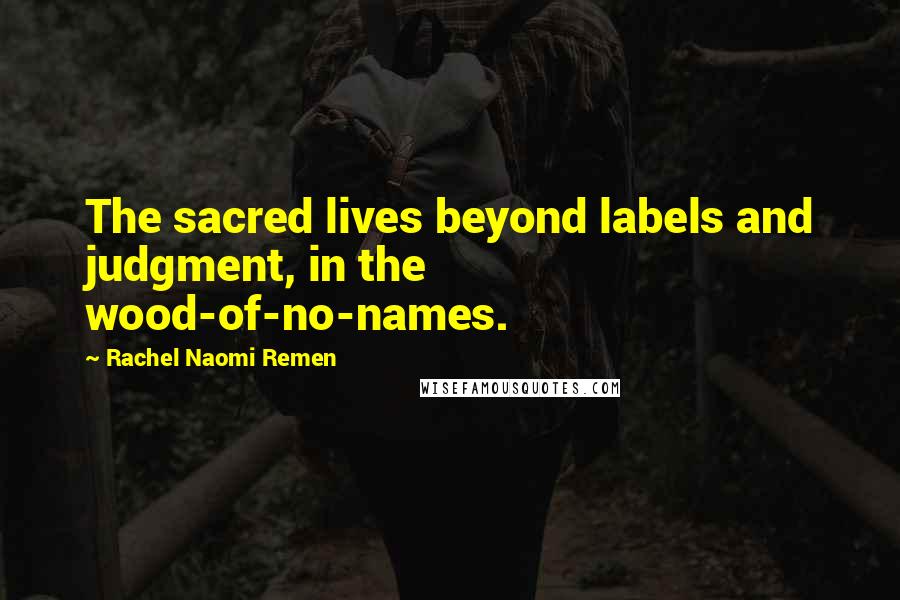 Rachel Naomi Remen Quotes: The sacred lives beyond labels and judgment, in the wood-of-no-names.