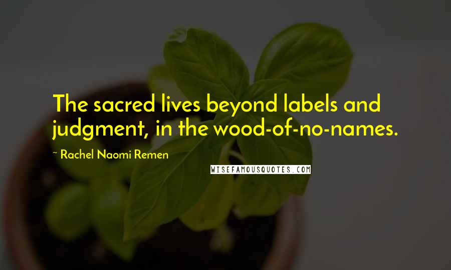 Rachel Naomi Remen Quotes: The sacred lives beyond labels and judgment, in the wood-of-no-names.