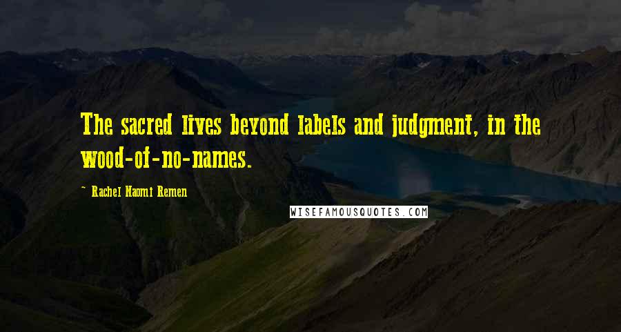 Rachel Naomi Remen Quotes: The sacred lives beyond labels and judgment, in the wood-of-no-names.