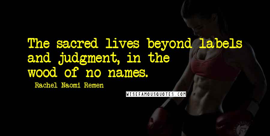 Rachel Naomi Remen Quotes: The sacred lives beyond labels and judgment, in the wood-of-no-names.