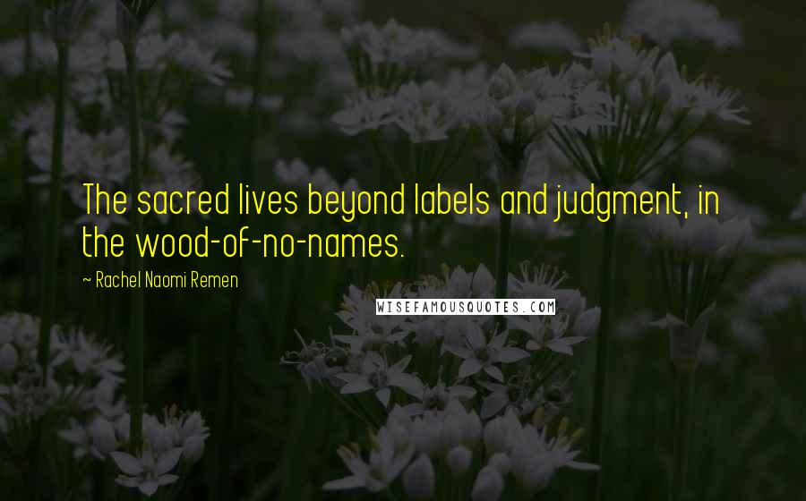 Rachel Naomi Remen Quotes: The sacred lives beyond labels and judgment, in the wood-of-no-names.