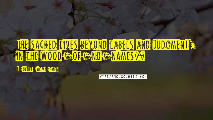 Rachel Naomi Remen Quotes: The sacred lives beyond labels and judgment, in the wood-of-no-names.