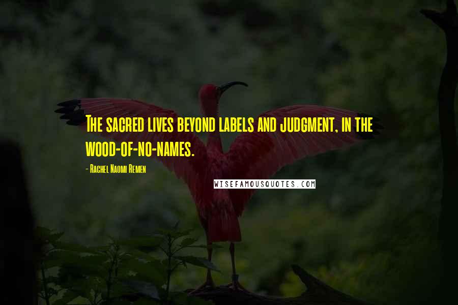 Rachel Naomi Remen Quotes: The sacred lives beyond labels and judgment, in the wood-of-no-names.