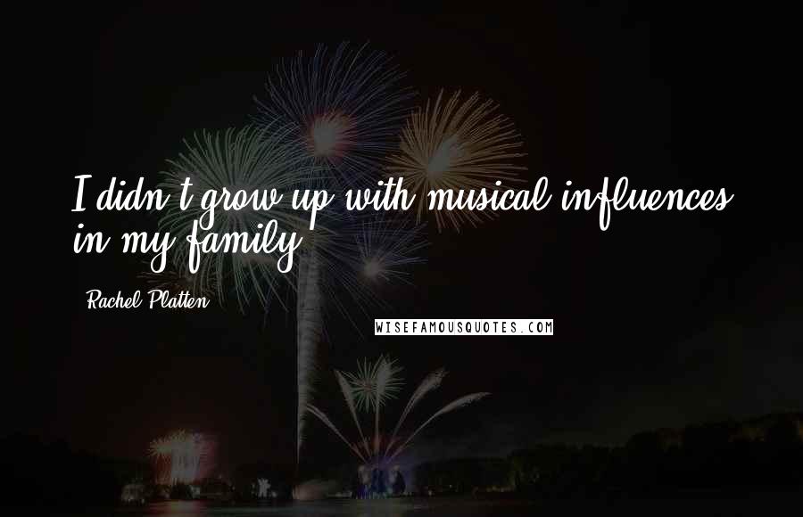 Rachel Platten Quotes: I didn't grow up with musical influences in my family.
