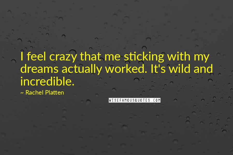 Rachel Platten Quotes: I feel crazy that me sticking with my dreams actually worked. It's wild and incredible.