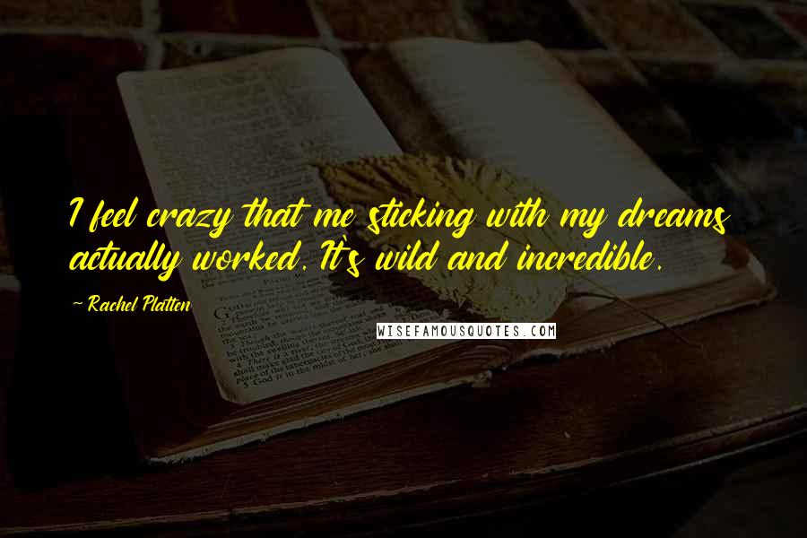 Rachel Platten Quotes: I feel crazy that me sticking with my dreams actually worked. It's wild and incredible.