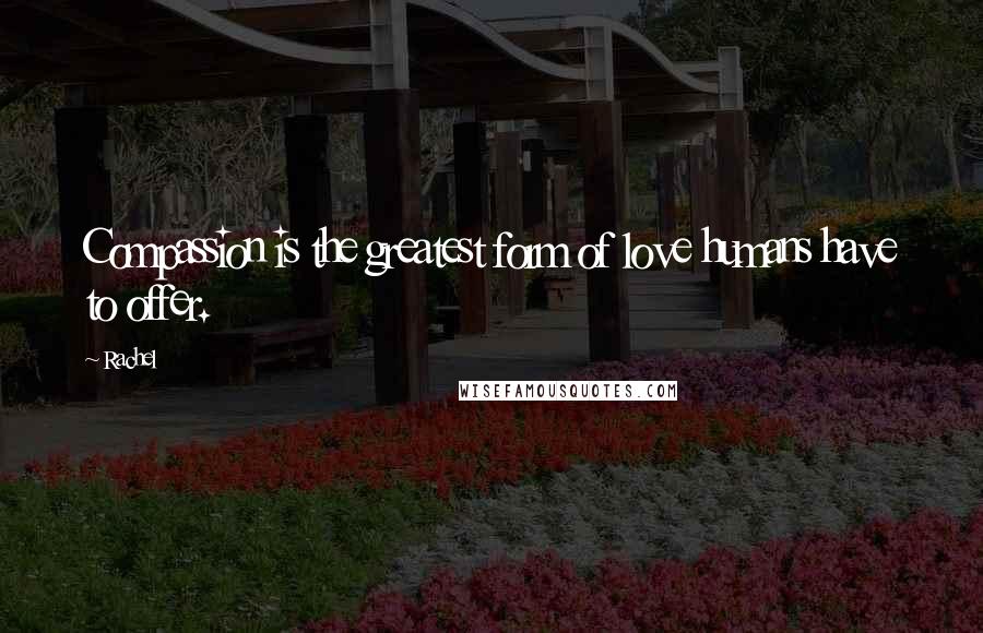 Rachel Quotes: Compassion is the greatest form of love humans have to offer.