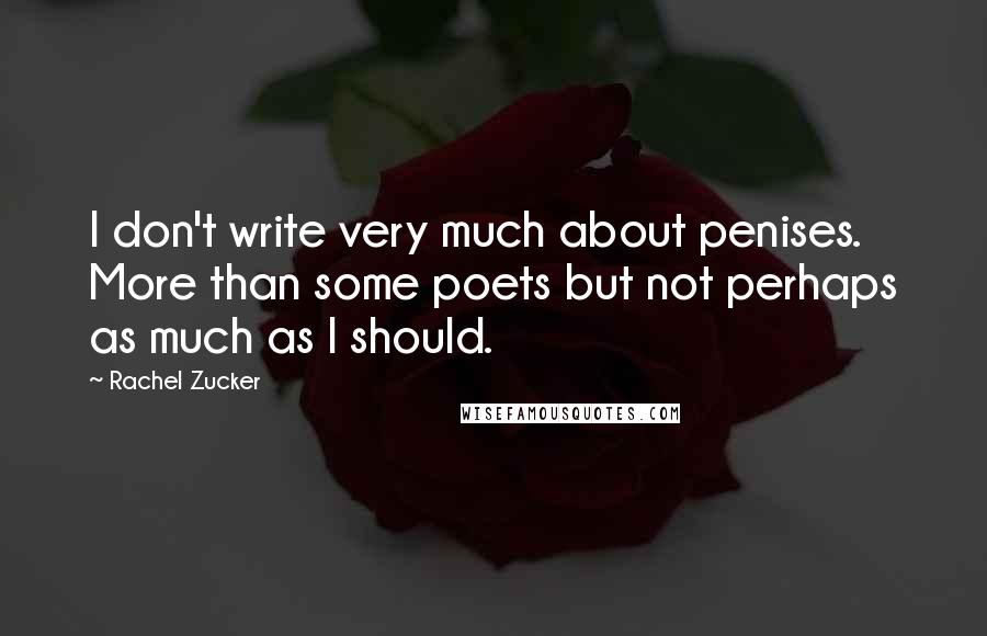 Rachel Zucker Quotes: I don't write very much about penises. More than some poets but not perhaps as much as I should.