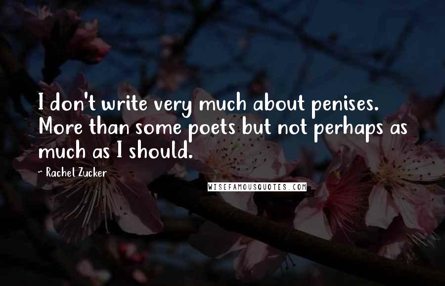 Rachel Zucker Quotes: I don't write very much about penises. More than some poets but not perhaps as much as I should.