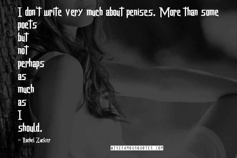 Rachel Zucker Quotes: I don't write very much about penises. More than some poets but not perhaps as much as I should.
