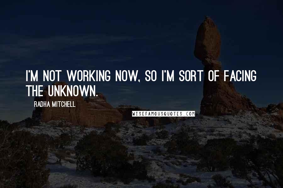 Radha Mitchell Quotes: I'm not working now, so I'm sort of facing the unknown.