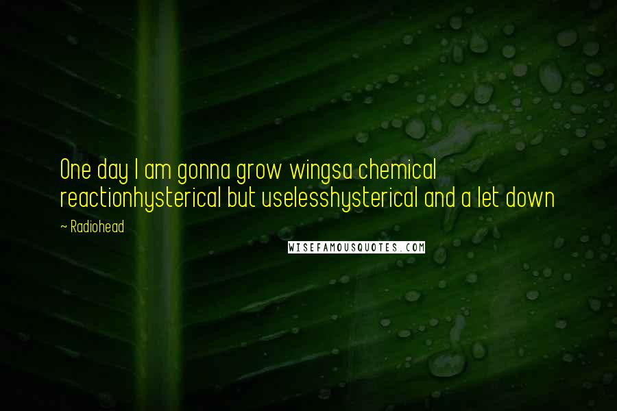 Radiohead Quotes: One day I am gonna grow wingsa chemical reactionhysterical but uselesshysterical and a let down