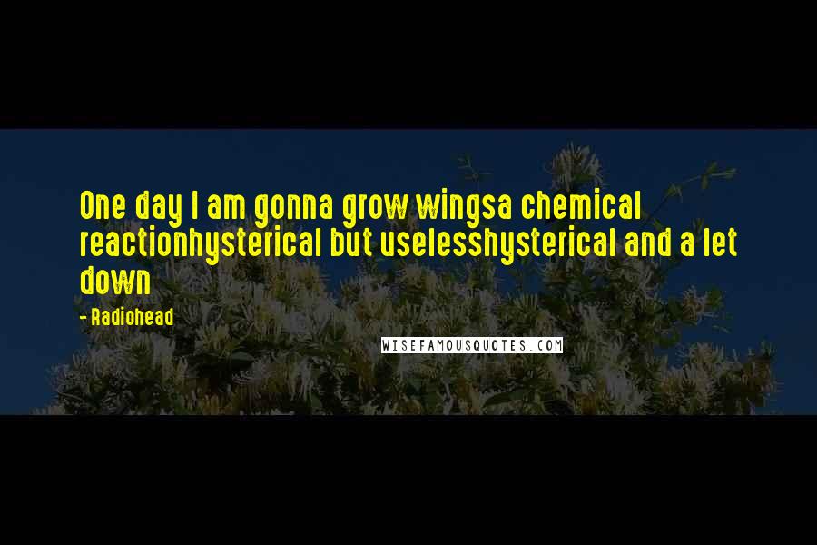 Radiohead Quotes: One day I am gonna grow wingsa chemical reactionhysterical but uselesshysterical and a let down