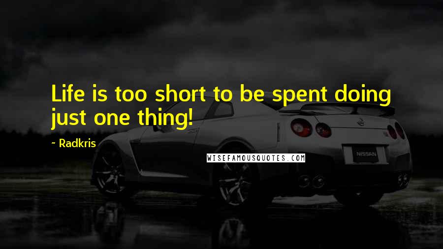 Radkris Quotes: Life is too short to be spent doing just one thing!