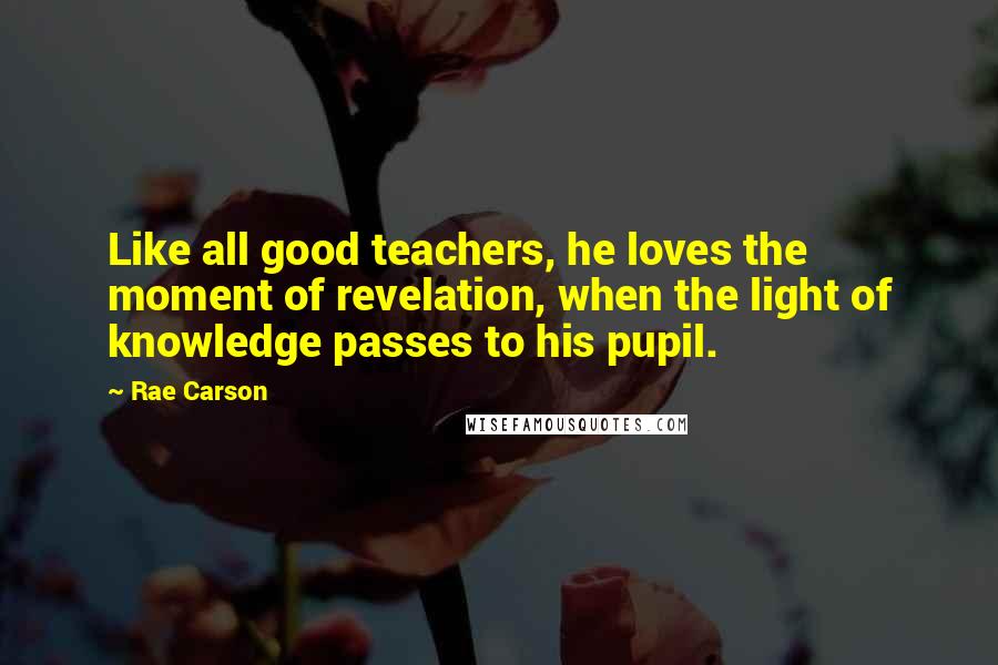 Rae Carson Quotes: Like all good teachers, he loves the moment of revelation, when the light of knowledge passes to his pupil.