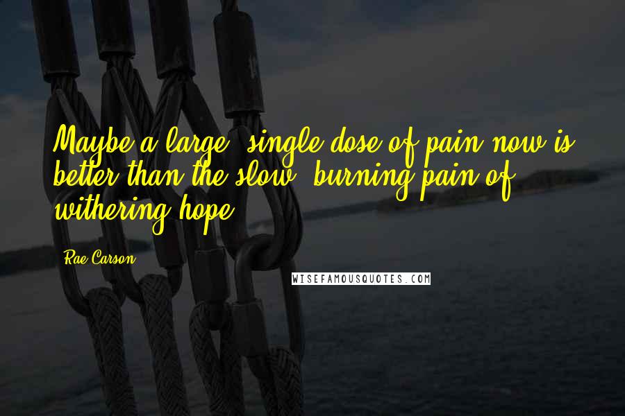 Rae Carson Quotes: Maybe a large, single dose of pain now is better than the slow, burning pain of withering hope.