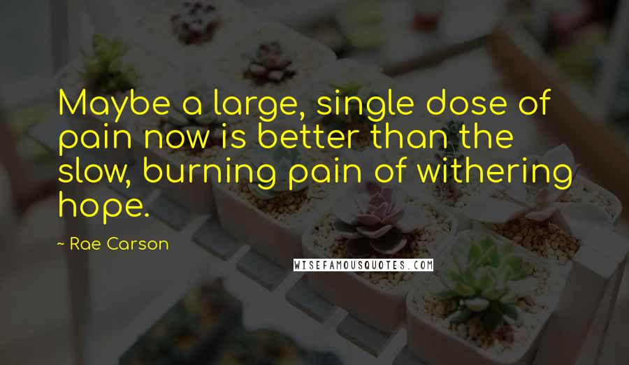 Rae Carson Quotes: Maybe a large, single dose of pain now is better than the slow, burning pain of withering hope.