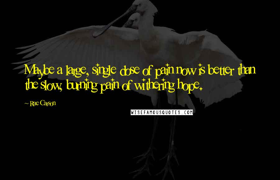 Rae Carson Quotes: Maybe a large, single dose of pain now is better than the slow, burning pain of withering hope.