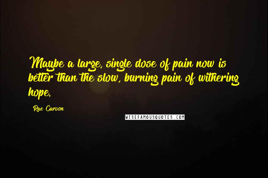 Rae Carson Quotes: Maybe a large, single dose of pain now is better than the slow, burning pain of withering hope.