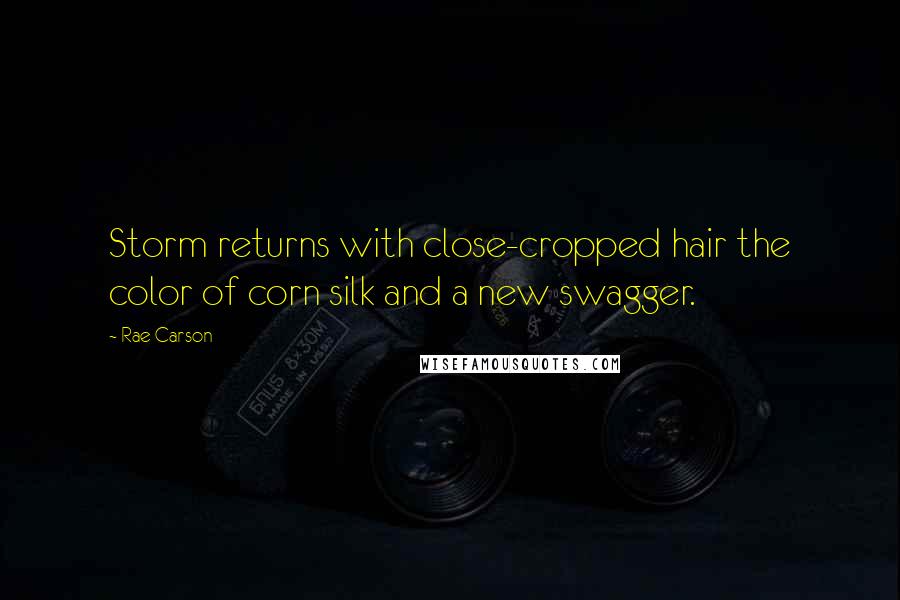 Rae Carson Quotes: Storm returns with close-cropped hair the color of corn silk and a new swagger.