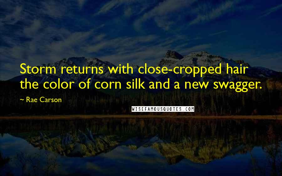 Rae Carson Quotes: Storm returns with close-cropped hair the color of corn silk and a new swagger.